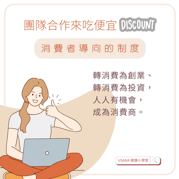 USANA的制度,是消費者導向的制度,人人有機會,成為消費商。